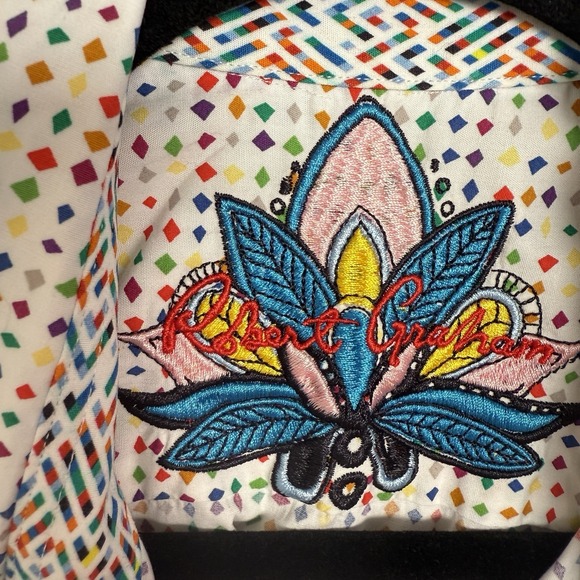 Robert Graham Men's XL Shirt White Multi , Short Sleeve, Button-Up, Classic Fit - Picture 2 of 8